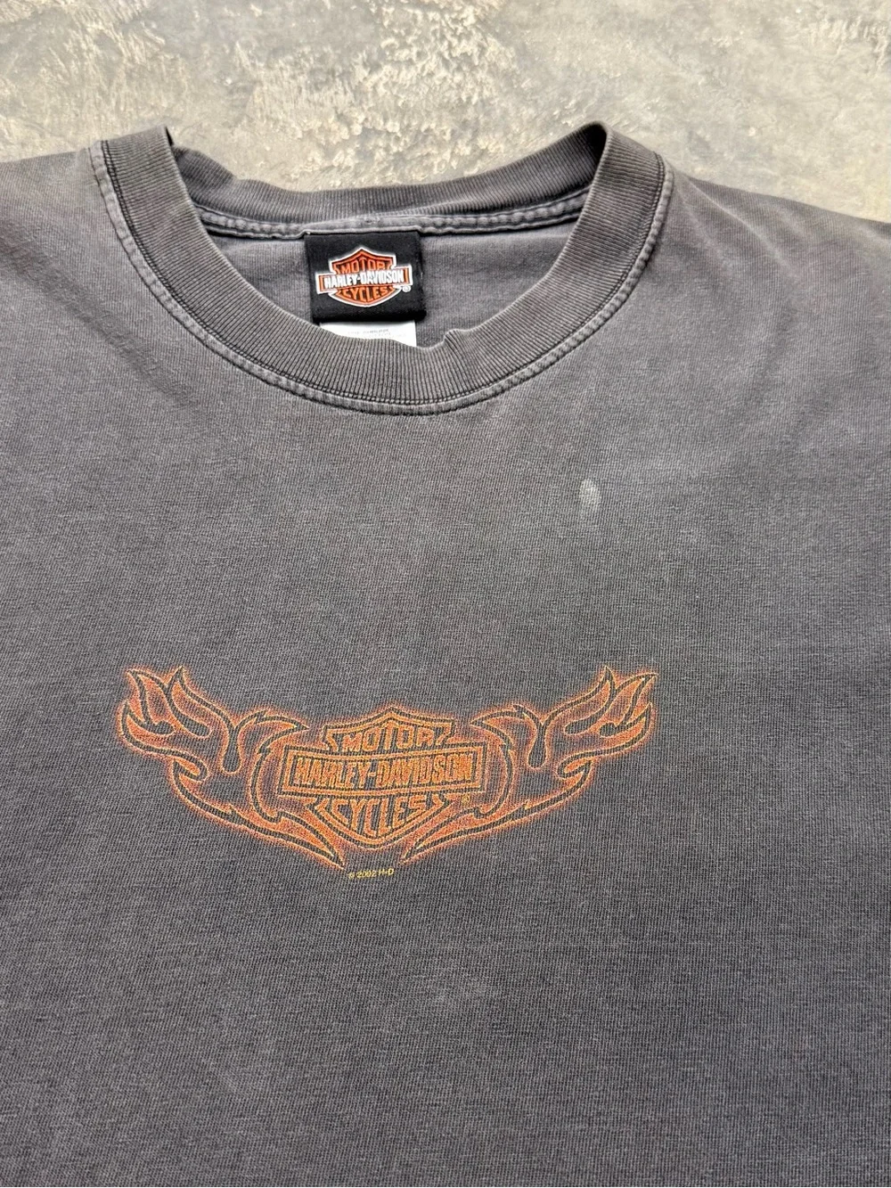 Vintage 2002 Harley Davidson Rare Side Print Tribal Flame Faded Y2K - Picture 4 of 12